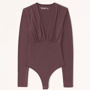 Long-Sleeve Slinky V-Neck Bodysuit